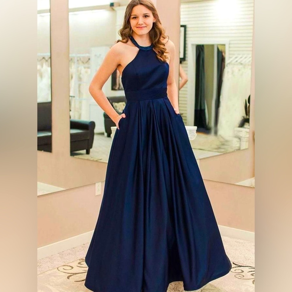 BRAND NEW SHERRI HILL NAVY BLUE PROM DRESS